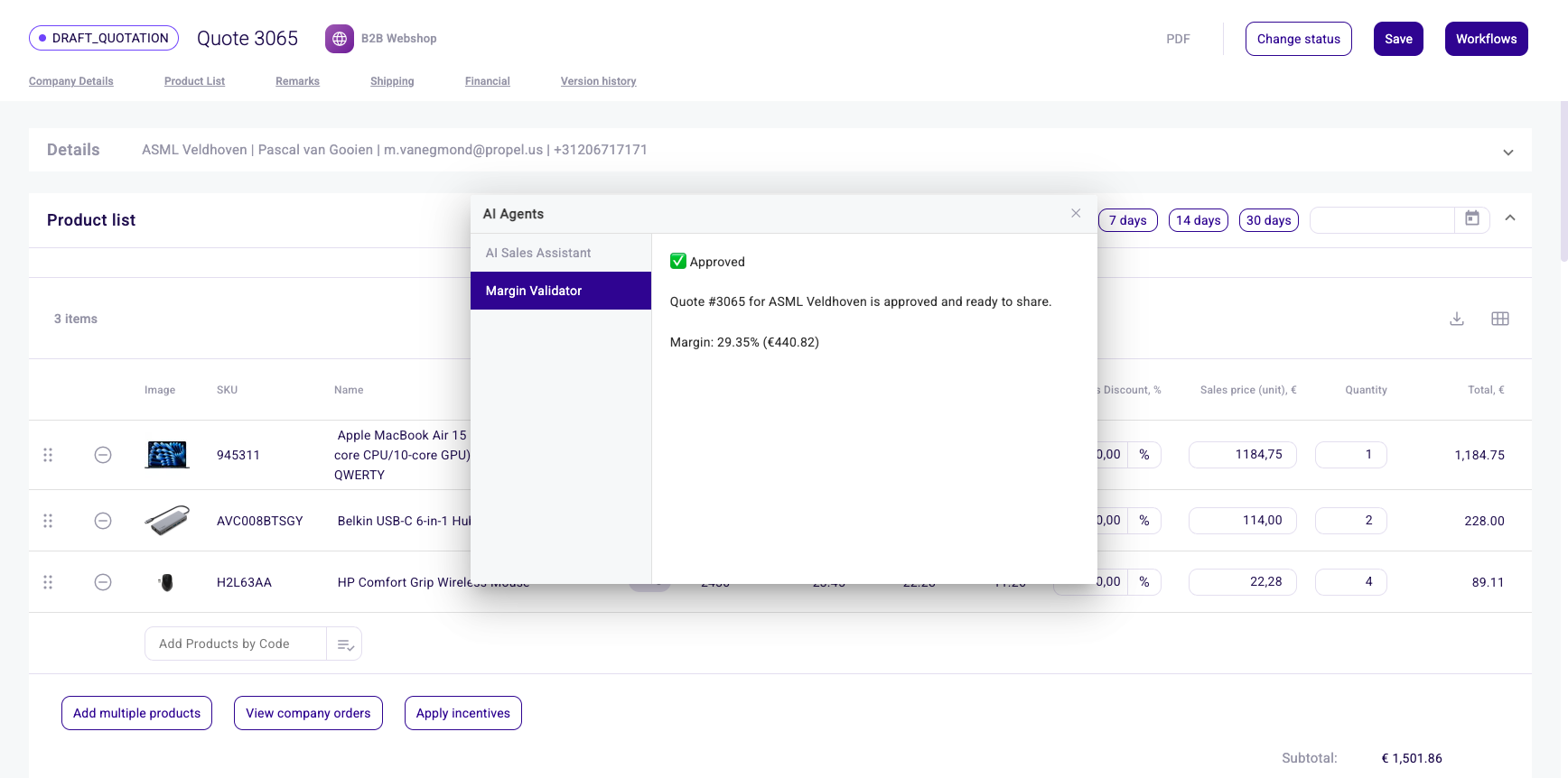 Button agent response