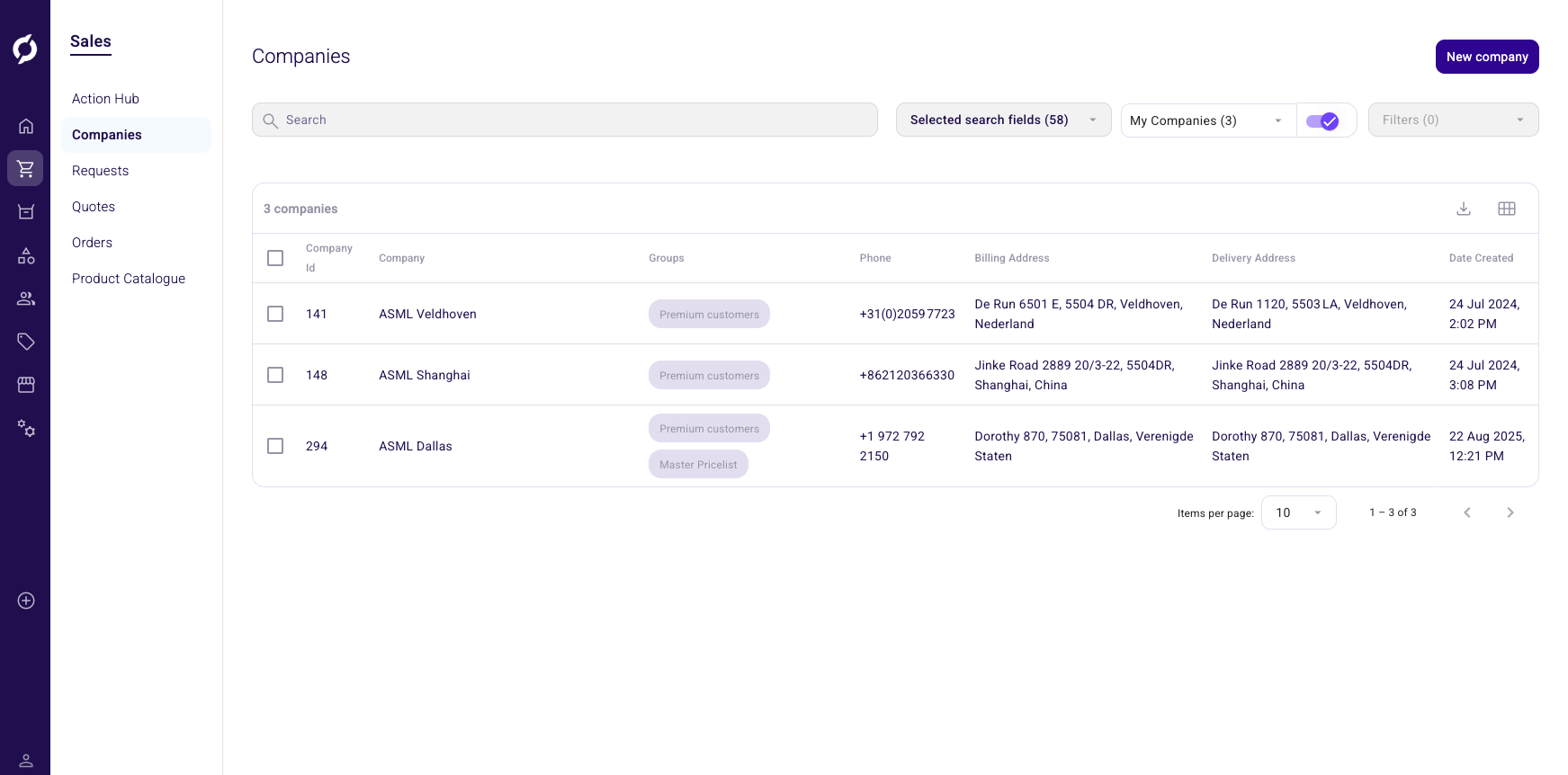 Companies filtered by My Companies
