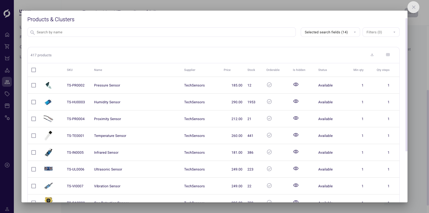 Favorite list product picker