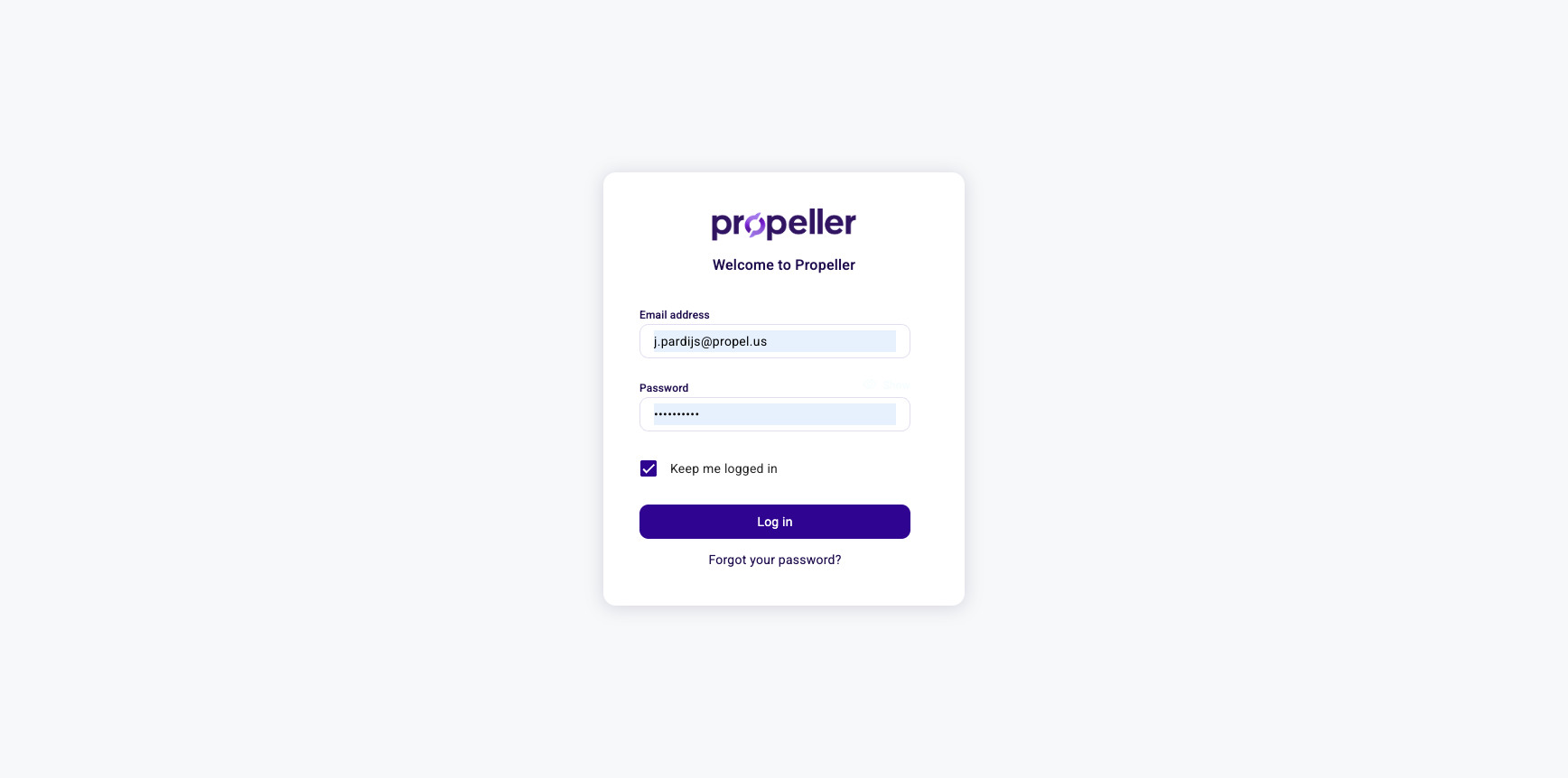 Login page