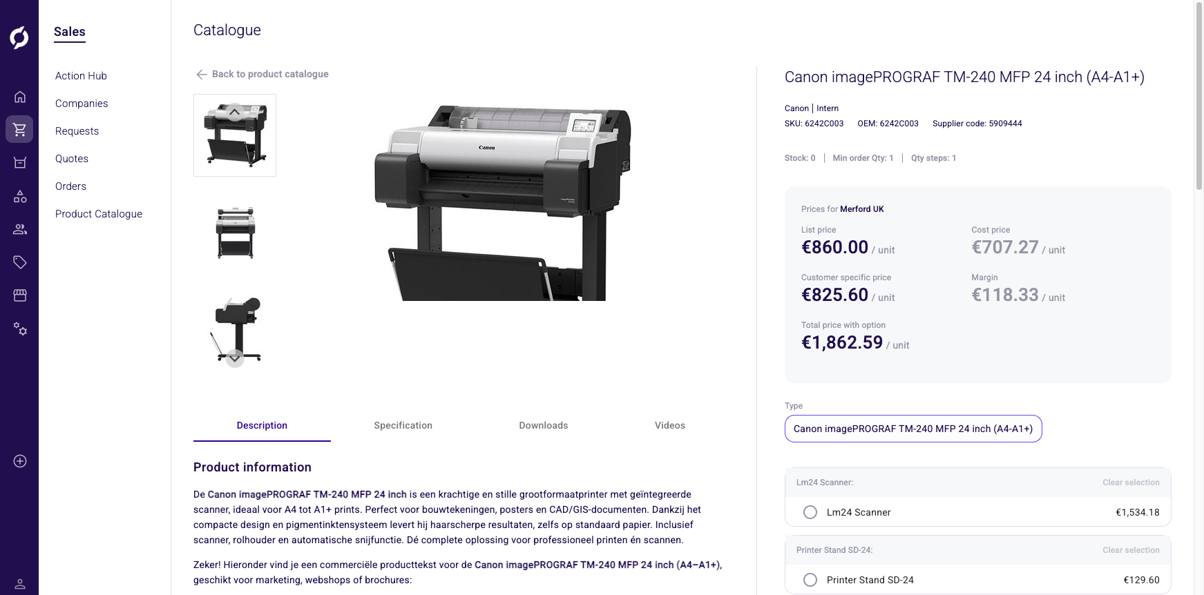 Product detail page overview