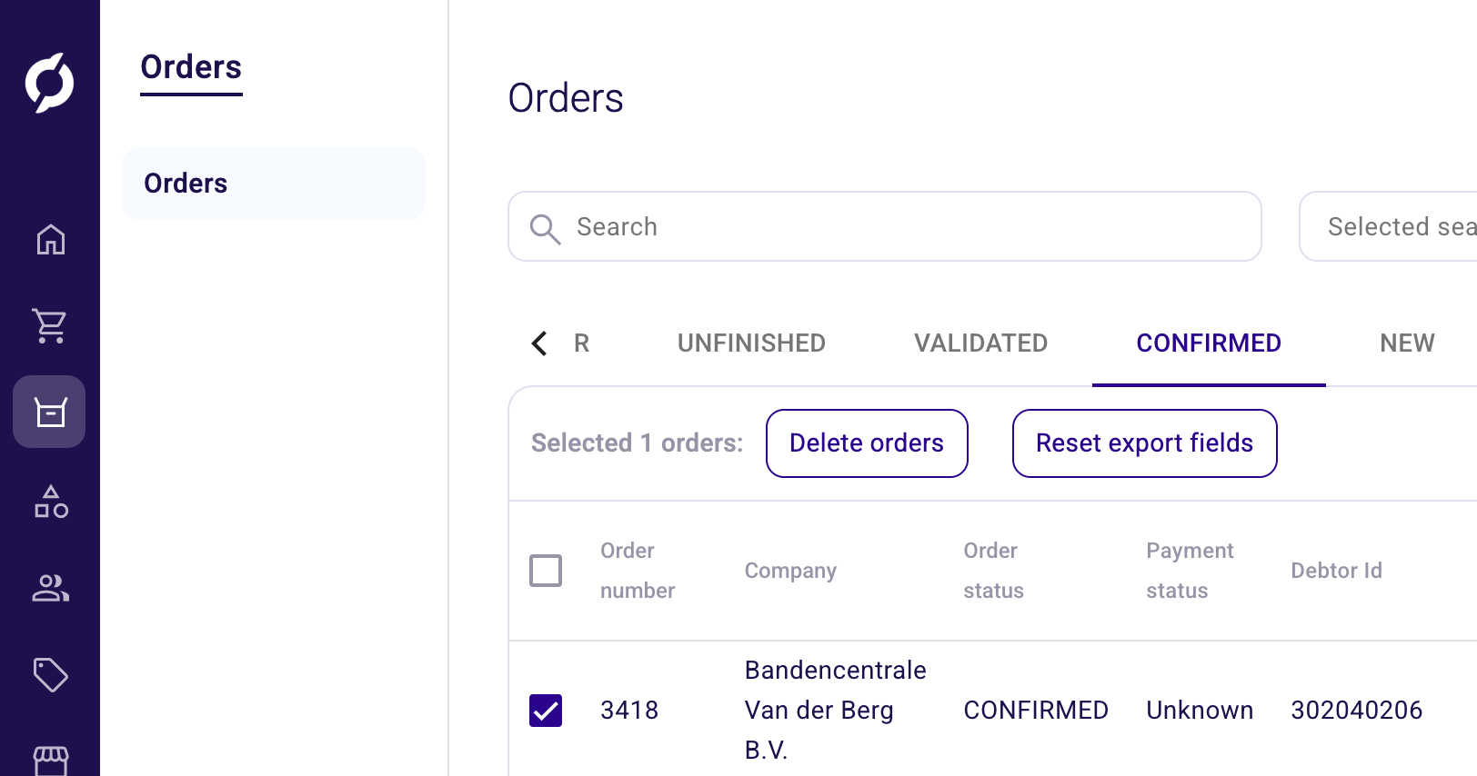 Reset export fields on selected orders in the Backoffice order overview